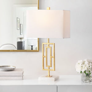Safavieh YARA, Elegant Gold & White Metal Table Lamp Set of 2 - Modern Minimalist Lighting for Any Room TBL4299A-SET2