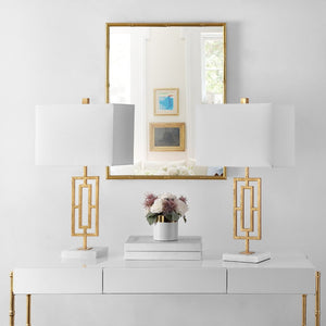 Safavieh YARA, Elegant Gold & White Metal Table Lamp Set of 2 - Modern Minimalist Lighting for Any Room TBL4299A-SET2