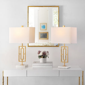 Safavieh YARA, Elegant Gold & White Metal Table Lamp Set of 2 - Modern Minimalist Lighting for Any Room TBL4299A-SET2