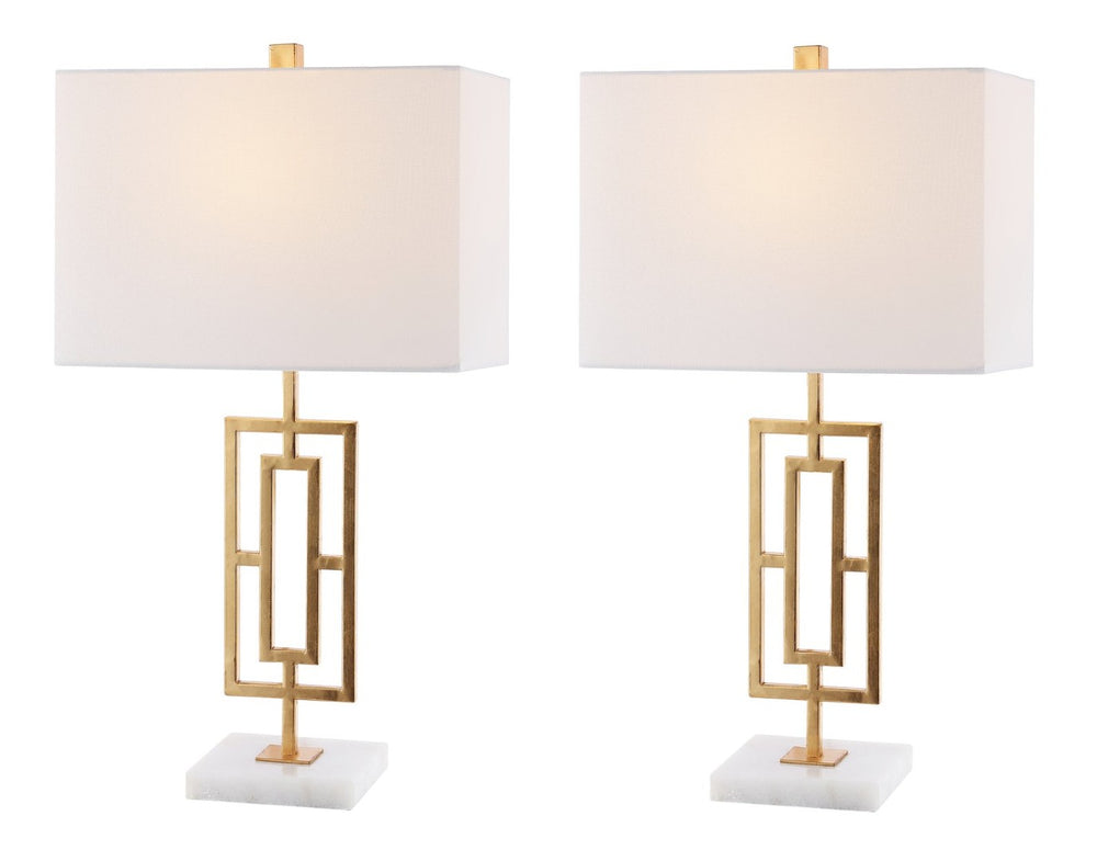 Safavieh YARA, Elegant Gold & White Metal Table Lamp Set of 2 - Modern Minimalist Lighting for Any Room TBL4299A-SET2