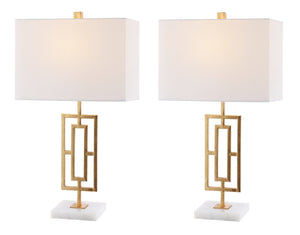 Safavieh YARA, Elegant Gold & White Metal Table Lamp Set of 2 - Modern Minimalist Lighting for Any Room TBL4299A-SET2