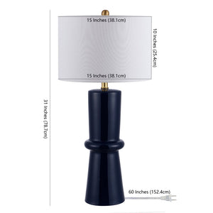 Safavieh ELLARIA, Elegant Navy Blue Ceramic Table Lamp Set of 2 – Perfect for Living Rooms & Bedrooms! TBL4300A-SET2