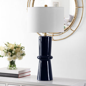 Safavieh ELLARIA, Elegant Navy Blue Ceramic Table Lamp Set of 2 – Perfect for Living Rooms & Bedrooms! TBL4300A-SET2