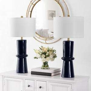 Safavieh ELLARIA, Elegant Navy Blue Ceramic Table Lamp Set of 2 – Perfect for Living Rooms & Bedrooms! TBL4300A-SET2