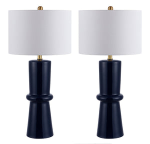 Safavieh ELLARIA, Elegant Navy Blue Ceramic Table Lamp Set of 2 – Perfect for Living Rooms & Bedrooms! TBL4300A-SET2