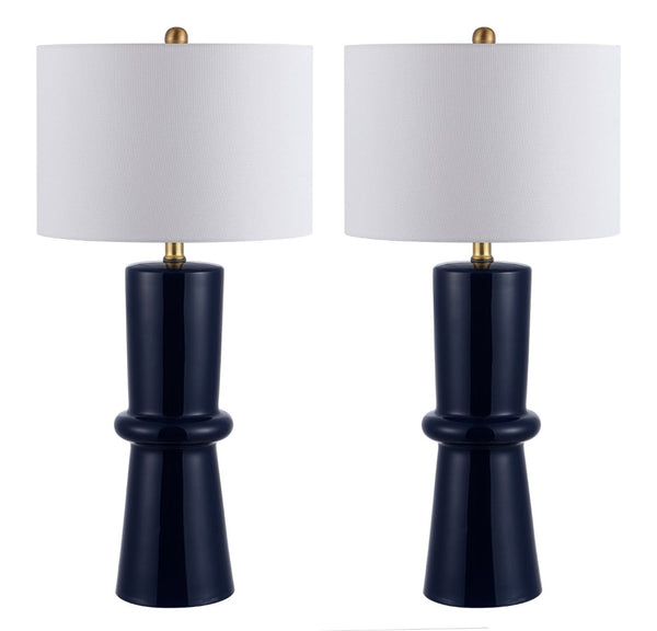 Safavieh ELLARIA, Elegant Navy Blue Ceramic Table Lamp Set of 2 – Perfect for Living Rooms & Bedrooms! TBL4300A-SET2