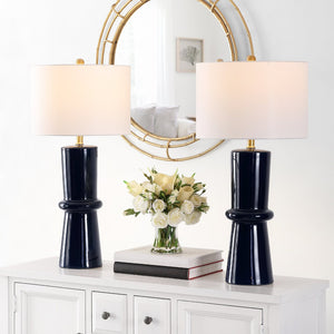Safavieh ELLARIA, Elegant Navy Blue Ceramic Table Lamp Set of 2 – Perfect for Living Rooms & Bedrooms! TBL4300A-SET2