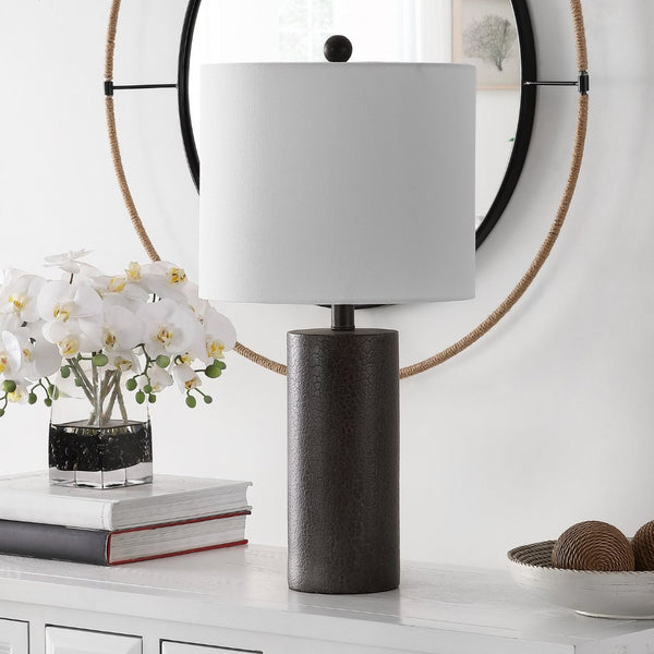 Safavieh NORI, 24-Inch Dark Grey Polyresin Table Lamp - Modern Sculptural Design for Home & Office Decor TBL4301A