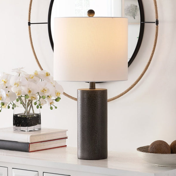 Safavieh NORI, 24-Inch Dark Grey Polyresin Table Lamp - Modern Sculptural Design for Home & Office Decor TBL4301A