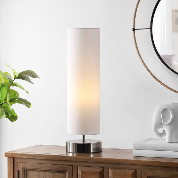 Safavieh WICK, 25.75-Inch Nickel Metal Table Lamp for Modern Decor - Minimalist Design & Ambient Lighting TBL4302A