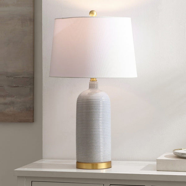 Safavieh STARK, 27-Inch Glossy Blue Ceramic Table Lamp – Modern Accent Lighting for Home, Office & More! TBL4303A
