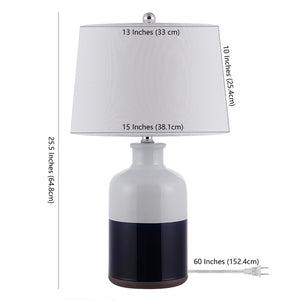 Safavieh DANI, 25.5-Inch White and Navy Blue Ceramic Table Lamp - Modern Accent for Stylish Home Decor TBL4304A