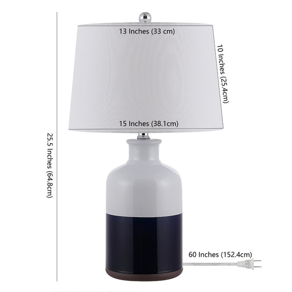 Safavieh DANI, 25.5-Inch White and Navy Blue Ceramic Table Lamp - Modern Accent for Stylish Home Decor TBL4304A
