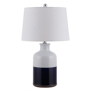 Safavieh DANI, 25.5-Inch White and Navy Blue Ceramic Table Lamp - Modern Accent for Stylish Home Decor TBL4304A