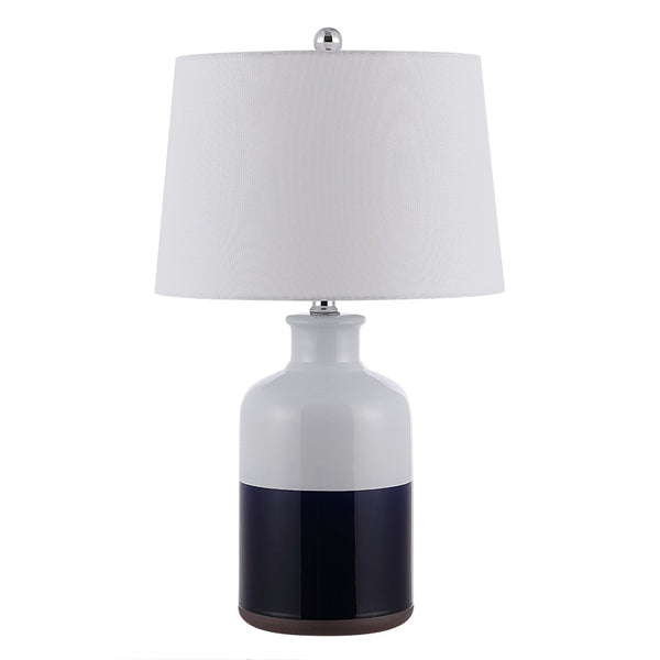 Safavieh DANI, 25.5-Inch White and Navy Blue Ceramic Table Lamp - Modern Accent for Stylish Home Decor TBL4304A