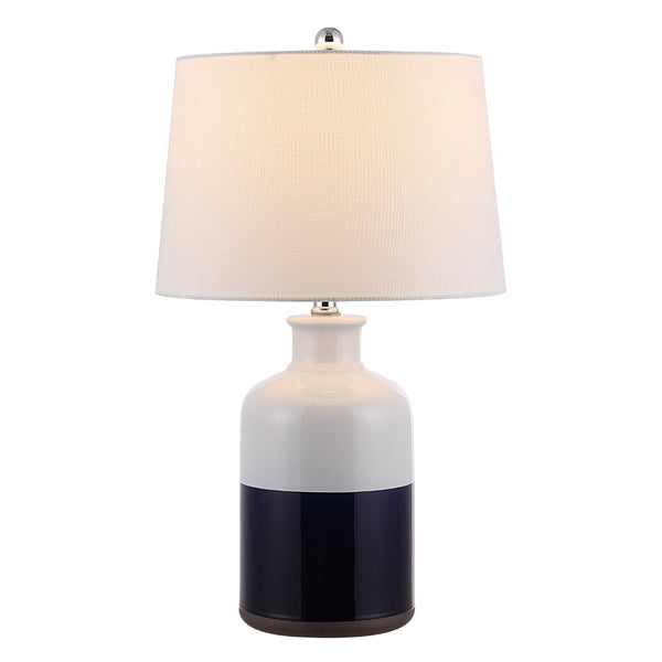 Safavieh DANI, 25.5-Inch White and Navy Blue Ceramic Table Lamp - Modern Accent for Stylish Home Decor TBL4304A