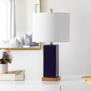 Safavieh WENDI, 23-Inch Navy Blue Ceramic Table Lamp - Elegant Accent Lighting for Home & Office Decor TBL4305A