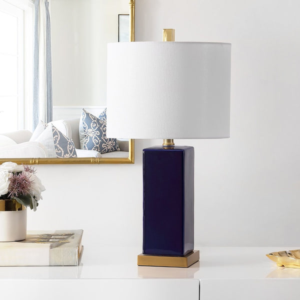 Safavieh WENDI, 23-Inch Navy Blue Ceramic Table Lamp - Elegant Accent Lighting for Home & Office Decor TBL4305A