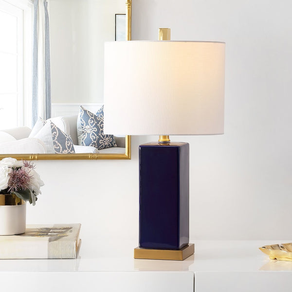 Safavieh WENDI, 23-Inch Navy Blue Ceramic Table Lamp - Elegant Accent Lighting for Home & Office Decor TBL4305A