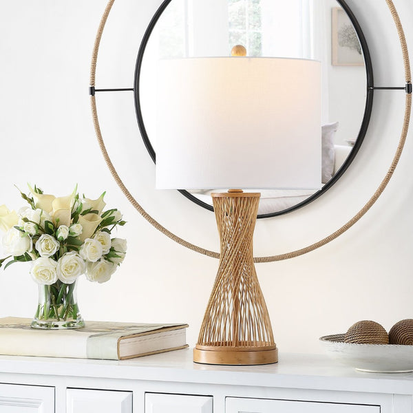 Safavieh MAGNUS, 25.5-Inch Natural Rattan Table Lamp - Elegant Ambient Lighting for Modern & Coastal Decor TBL4306A