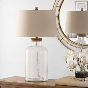 Safavieh CADEN, Modern Clear Glass Table Lamp Set of 2 - 27.5 Inch Tall, Elegant Design for Any Room TBL4308A-SET2