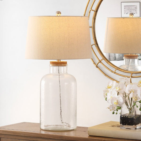 Safavieh CADEN, Modern Clear Glass Table Lamp Set of 2 - 27.5 Inch Tall, Elegant Design for Any Room TBL4308A-SET2
