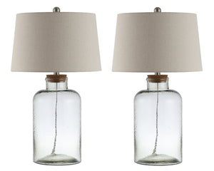 Safavieh CADEN, Modern Clear Glass Table Lamp Set of 2 - 27.5 Inch Tall, Elegant Design for Any Room TBL4308A-SET2