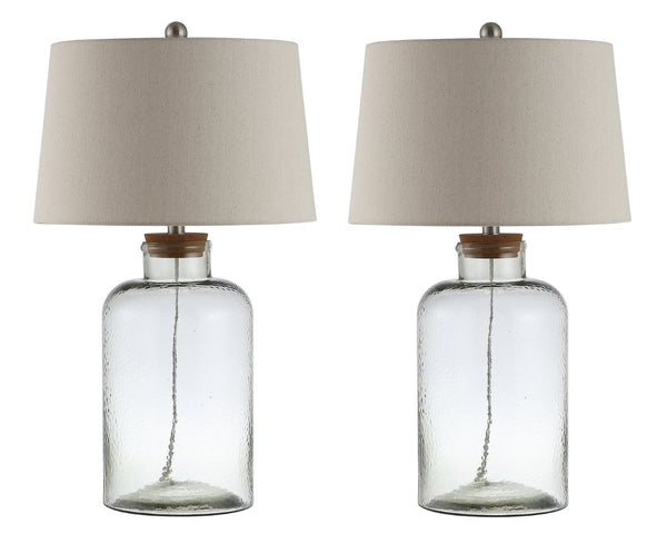 Safavieh CADEN, Modern Clear Glass Table Lamp Set of 2 - 27.5 Inch Tall, Elegant Design for Any Room TBL4308A-SET2