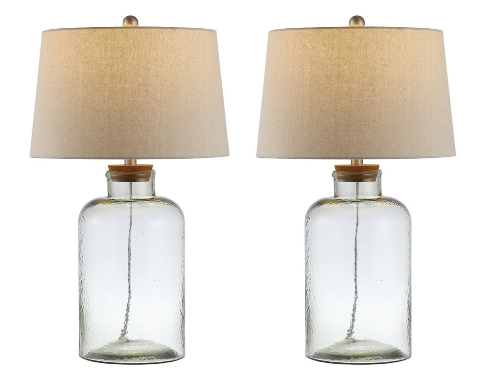 Safavieh CADEN, Modern Clear Glass Table Lamp Set of 2 - 27.5 Inch Tall, Elegant Design for Any Room TBL4308A-SET2