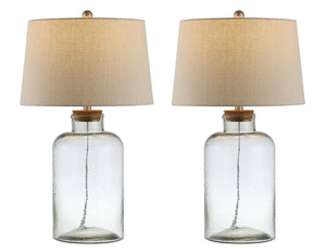 Safavieh CADEN, Modern Clear Glass Table Lamp Set of 2 - 27.5 Inch Tall, Elegant Design for Any Room TBL4308A-SET2