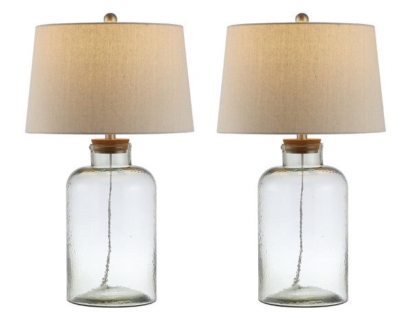Safavieh CADEN, Modern Clear Glass Table Lamp Set of 2 - 27.5 Inch Tall, Elegant Design for Any Room TBL4308A-SET2