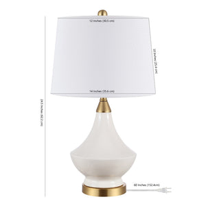 Safavieh MARLOWE, Elegant White Ceramic Table Lamp Set of 2 for Timeless Style in Any Room Decor TBL4310A-SET2