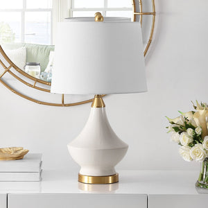 Safavieh MARLOWE, Elegant White Ceramic Table Lamp Set of 2 for Timeless Style in Any Room Decor TBL4310A-SET2