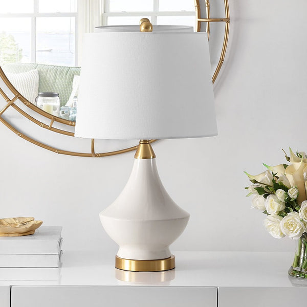 Safavieh MARLOWE, Elegant White Ceramic Table Lamp Set of 2 for Timeless Style in Any Room Decor TBL4310A-SET2