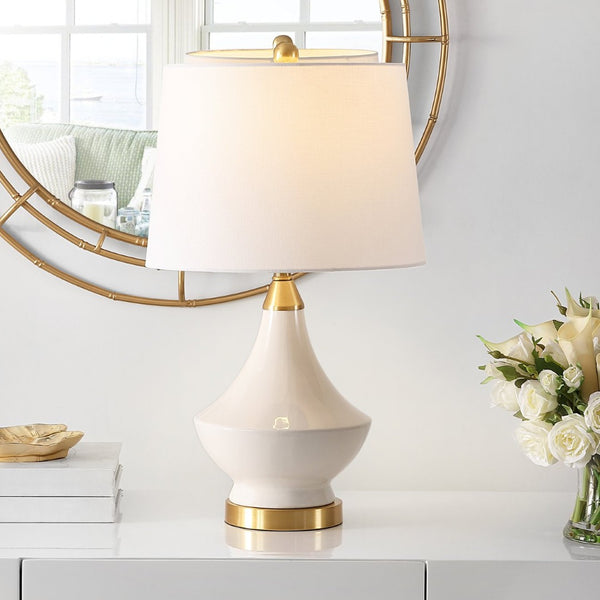 Safavieh MARLOWE, Elegant White Ceramic Table Lamp Set of 2 for Timeless Style in Any Room Decor TBL4310A-SET2