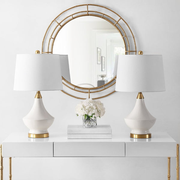 Safavieh MARLOWE, Elegant White Ceramic Table Lamp Set of 2 for Timeless Style in Any Room Decor TBL4310A-SET2