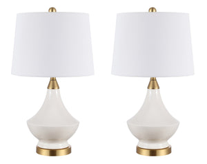 Safavieh MARLOWE, Elegant White Ceramic Table Lamp Set of 2 for Timeless Style in Any Room Decor TBL4310A-SET2