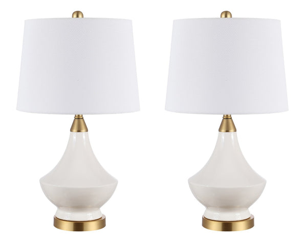 Safavieh MARLOWE, Elegant White Ceramic Table Lamp Set of 2 for Timeless Style in Any Room Decor TBL4310A-SET2