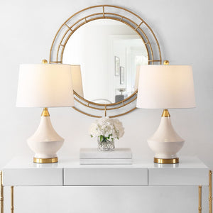 Safavieh MARLOWE, Elegant White Ceramic Table Lamp Set of 2 for Timeless Style in Any Room Decor TBL4310A-SET2