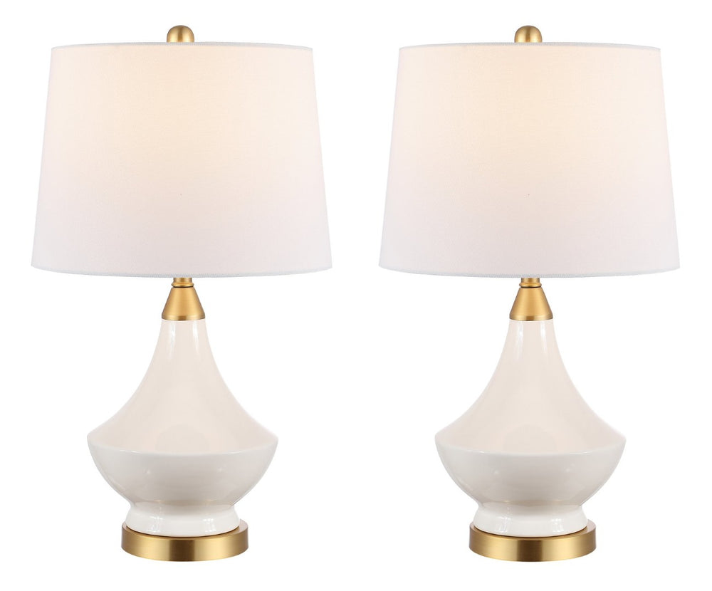 Safavieh MARLOWE, Elegant White Ceramic Table Lamp Set of 2 for Timeless Style in Any Room Decor TBL4310A-SET2