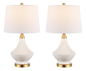Safavieh MARLOWE, Elegant White Ceramic Table Lamp Set of 2 for Timeless Style in Any Room Decor TBL4310A-SET2