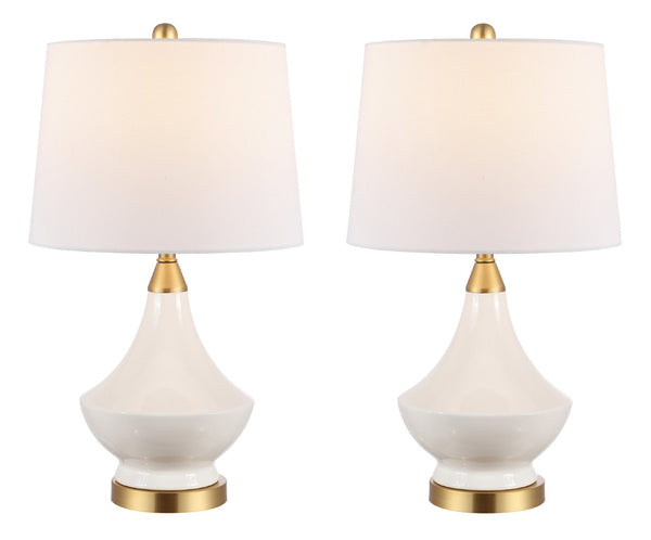 Safavieh MARLOWE, Elegant White Ceramic Table Lamp Set of 2 for Timeless Style in Any Room Decor TBL4310A-SET2