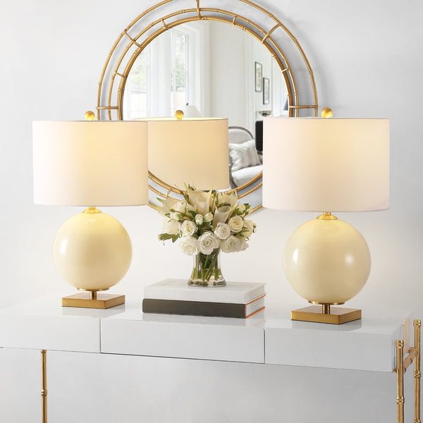 Safavieh ANINA, Elegant Cream Glass Table Lamp Set of 2 - Timeless Design for Modern and Classic Interiors TBL4311A-SET2