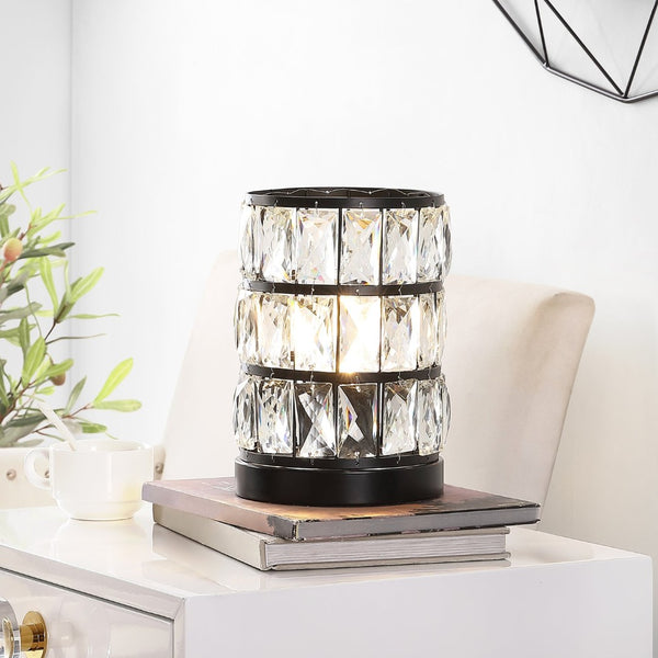 Safavieh ALVA, Elegant 9-Inch Crystal-Acrylic Table Lamp for Modern Decor and Cozy Illumination Options Black TBL4312A