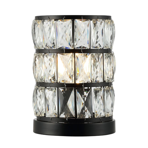 Safavieh ALVA, Elegant 9-Inch Crystal-Acrylic Table Lamp for Modern Decor and Cozy Illumination Options Black TBL4312A