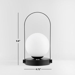 Safavieh MEIRA, 10-Inch Rechargeable LED Table Lamp - Stylish Matte Black Iron & Glass for Modern Spaces TBL4314A