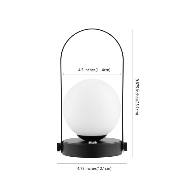 Safavieh MEIRA, 10-Inch Rechargeable LED Table Lamp - Stylish Matte Black Iron & Glass for Modern Spaces TBL4314A