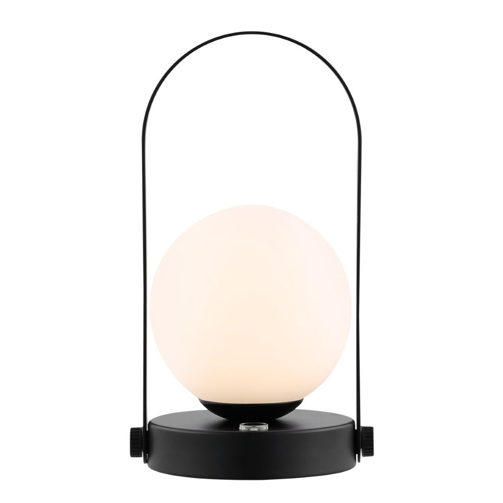 Safavieh MEIRA, 10-Inch Rechargeable LED Table Lamp - Stylish Matte Black Iron & Glass for Modern Spaces TBL4314A