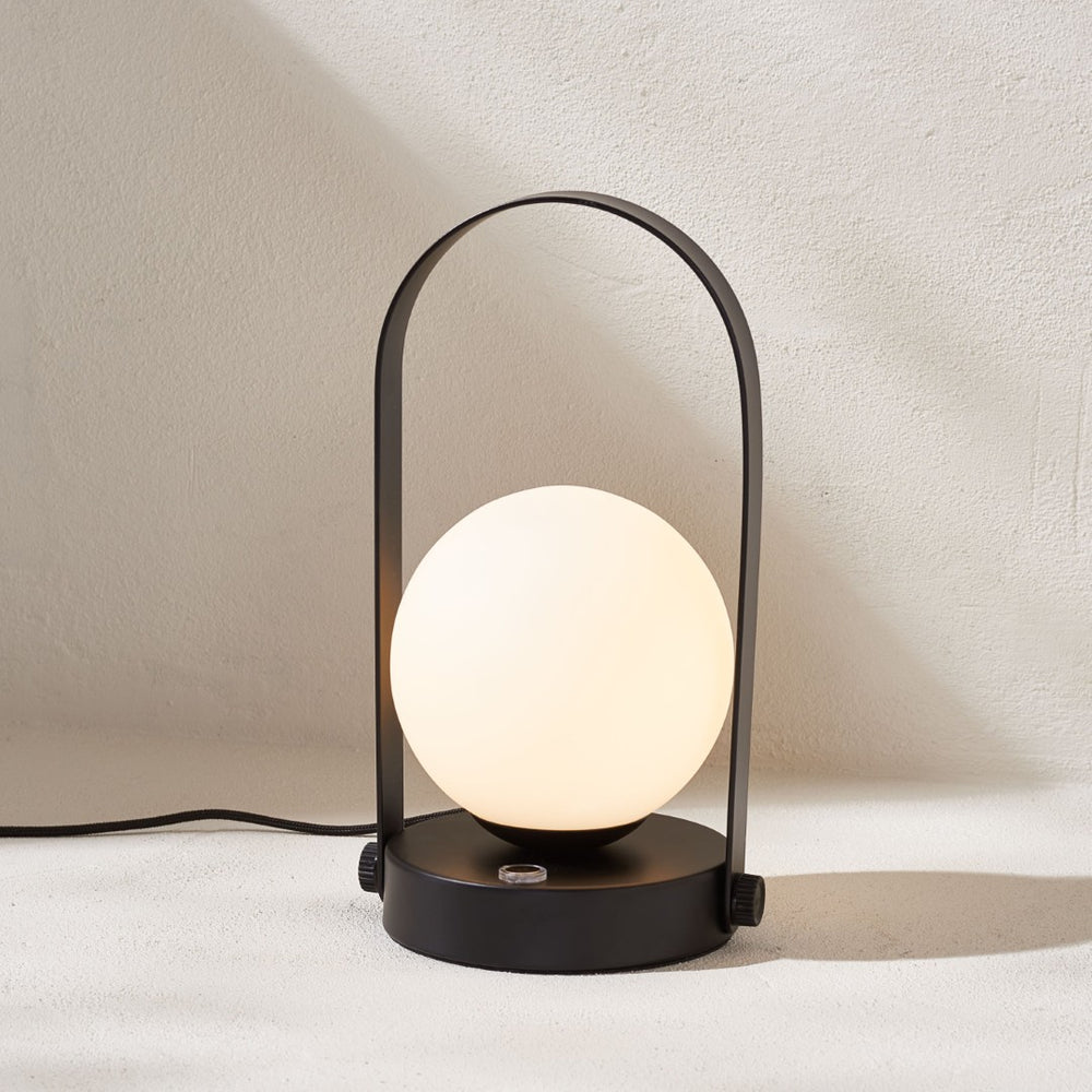 Safavieh MEIRA, 10-Inch Rechargeable LED Table Lamp - Stylish Matte Black Iron & Glass for Modern Spaces TBL4314A
