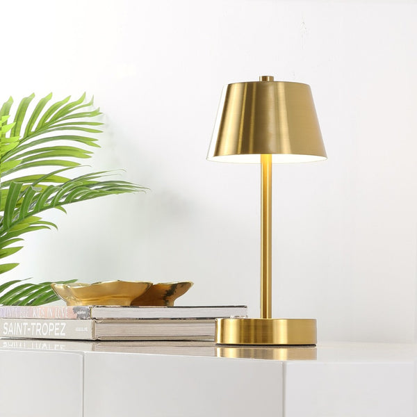 Safavieh LAITA, 11 INCH RECHARGEABLE LED TABLE LAMP - Modern Elegant Design for Any Room's Ambiance and Style Brass TBL4316B